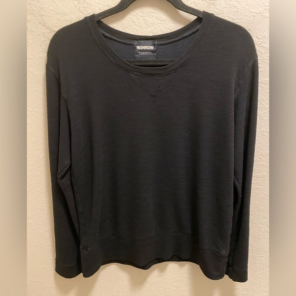 Monrow Black Lightweight Sweatshirt Size L (FLAWS) - Picture 1 of 12